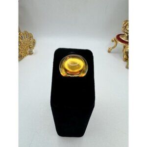Rare Swatch Ring Orbicula Yellow Lucite Small Ring Size 5 Chunky